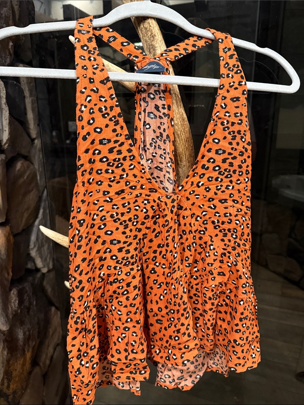 Daytrip Orange Leopard-Print Halter Tank